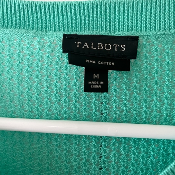 Talbots Pima Cotton Light Weight Green Cardigan, Size M - Picture 2 of 6